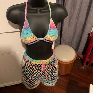 Crochet cover up shorts & top